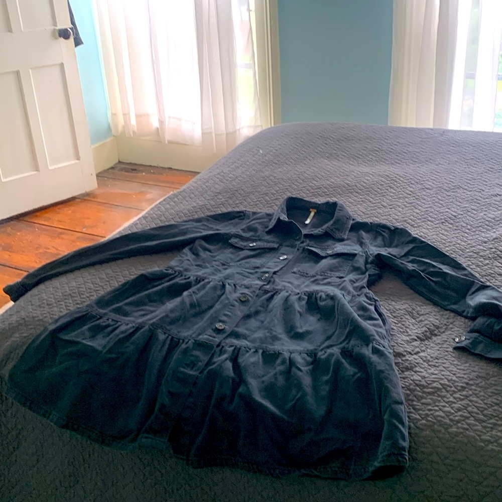 Free People black denim baby doll dress xs